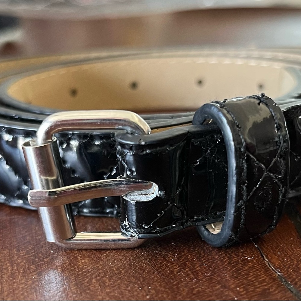 Black Women’s Patent Leather Belt with Silver Buckle from Torrid 0/00